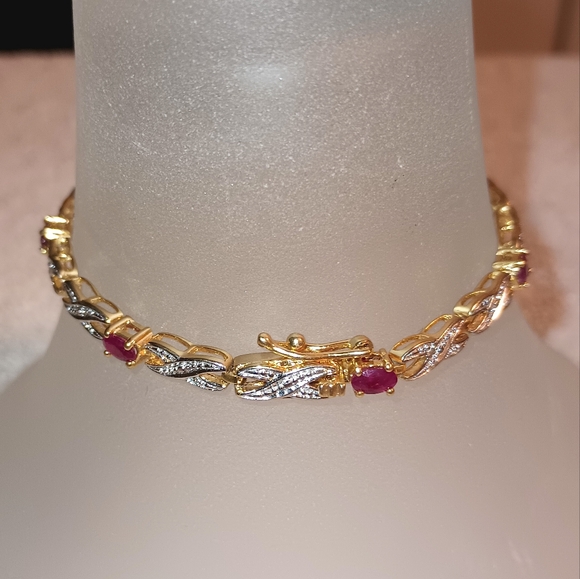 ESTATE  HAN from Thailand Natural Ruby &  Gold Vermeil over sterling silver 925 - Picture 4 of 4